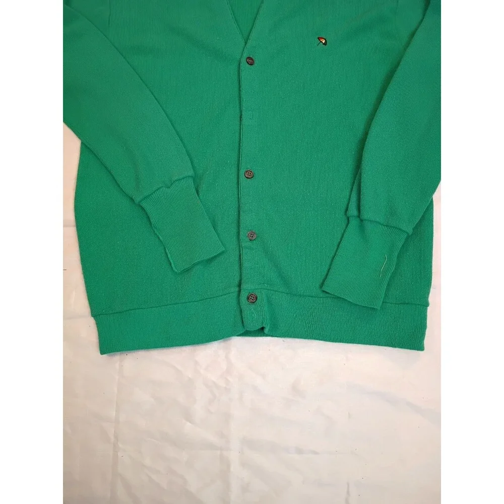 Vintage Arnold Palmer Grandpa Golf Knit Sweater USA X- Large Button Down Green